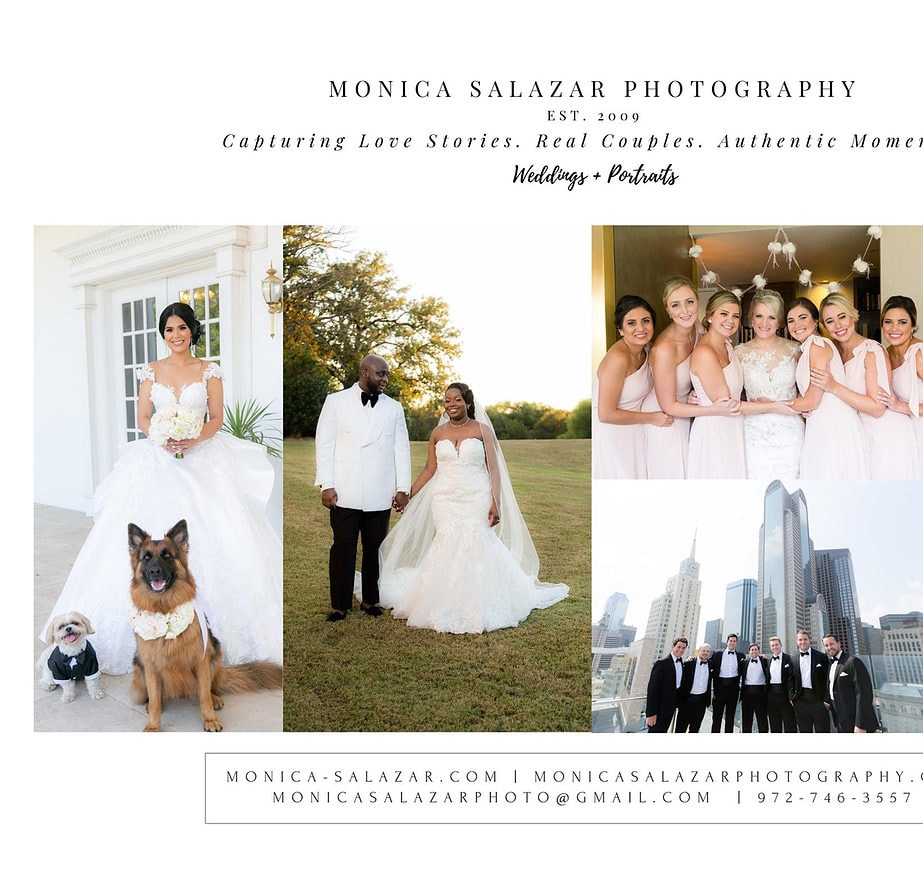 Dallas wedding photography. Collage of weddings, bridal portraits, and engagement sessions.